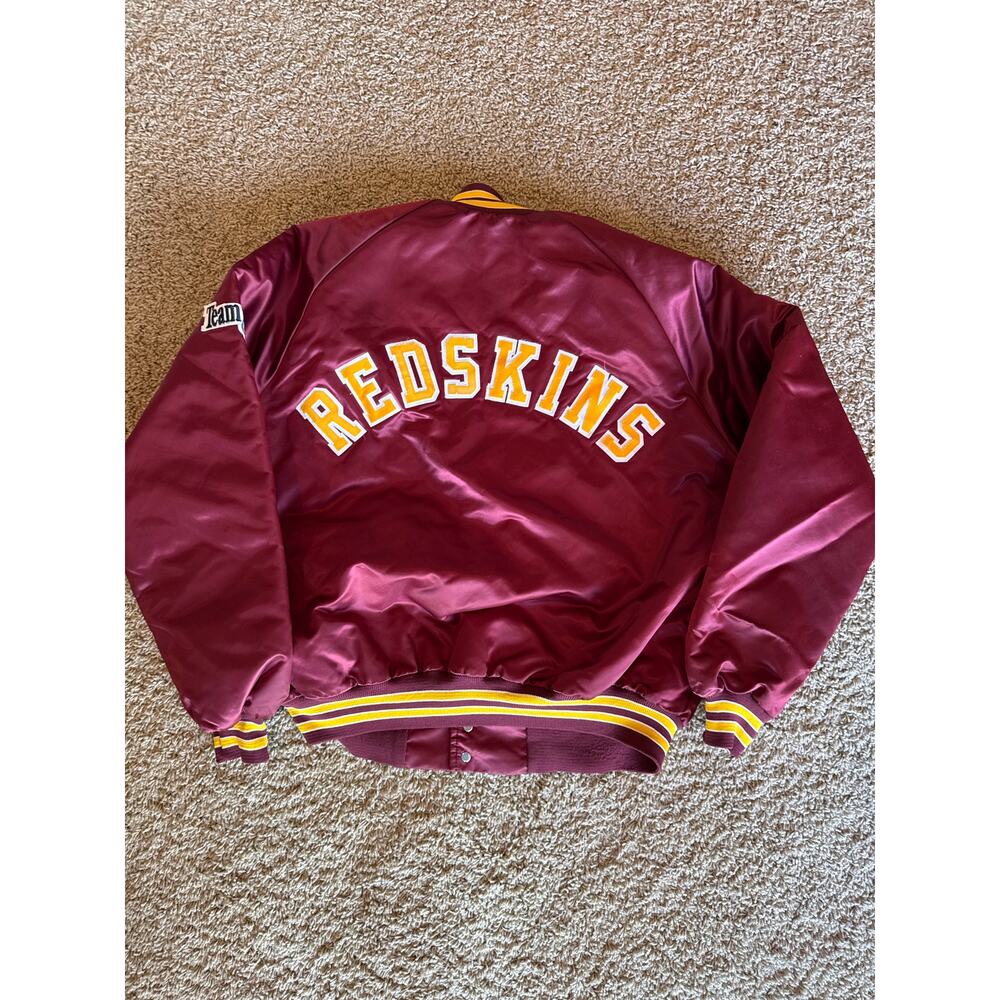 VTG NFL Washington Redskins Chalkline XL Maroon Satin Button Snap Bomber Jacket - Picture 4 of 8